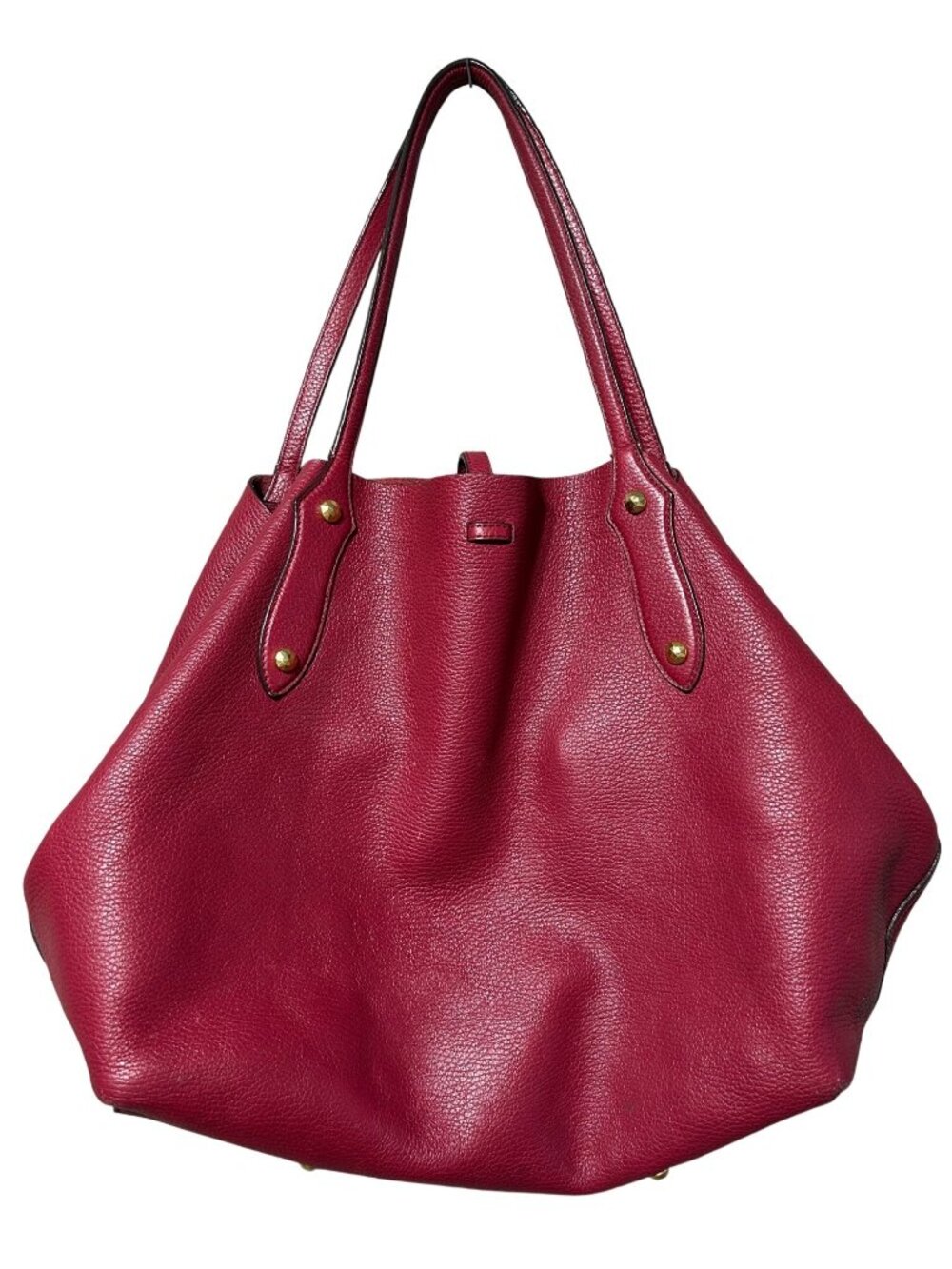 Annabel Ingall Red Pebbled Leather Tote Bag / Interior Zip Pocket/Gold Hardware